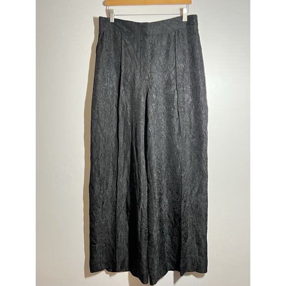 House of Harlow 1960 EUC Black Textured Wide Leg Silky Lightweight Pant Size L - Picture 1 of 7